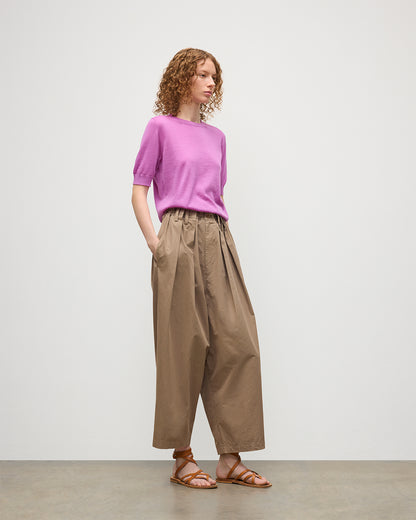 JOHNSTONS OF ELGIN WOMENS HONOR SHORT SLEEVE CREW PINK 100% SUPERFINE CASHMERE KAI05712SE5321