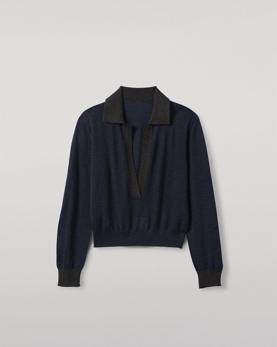 JOHNSTONS OF ELGIN WOMENS DEE SHIRT NAVY & GREY 100% SUPERFINE CASHMERE KAI05713Q25962