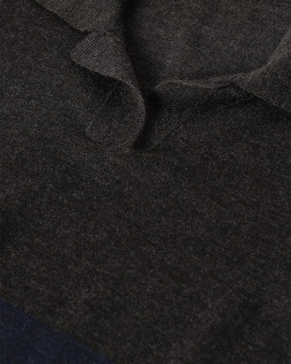 JOHNSTONS OF ELGIN WOMENS COIRA SHORT SLEEVE SHIRT GREY & NAVY 100% SUPERFINE CASHMERE KAI05714Q25955