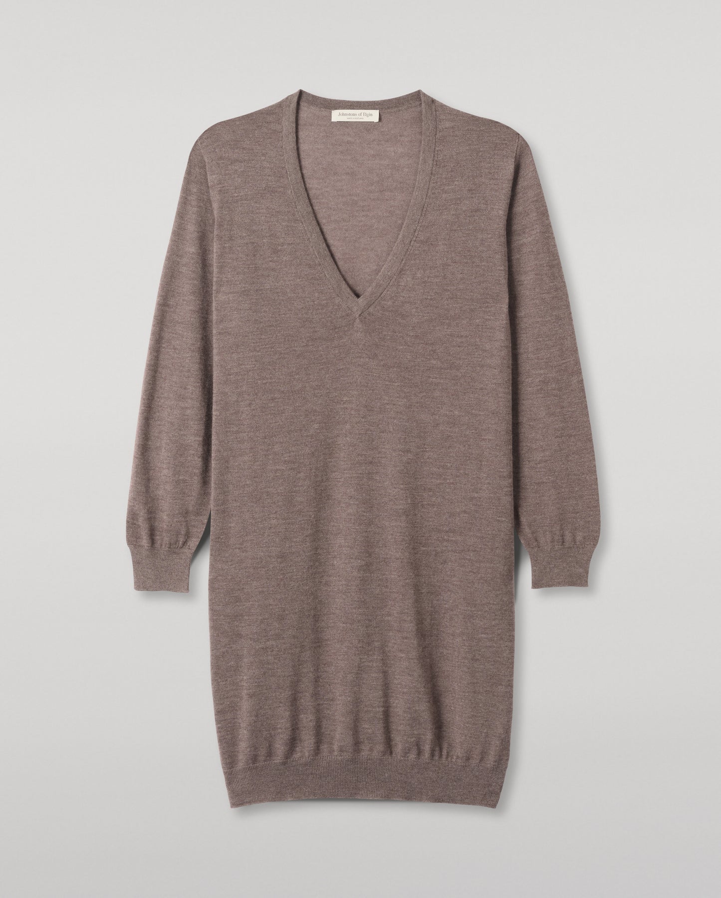 JOHNSTONS OF ELGIN WOMENS ELISE VEE SWEATER LIGHT BROWN 100% SUPERFINE CASHMERE KAI05715HB7092