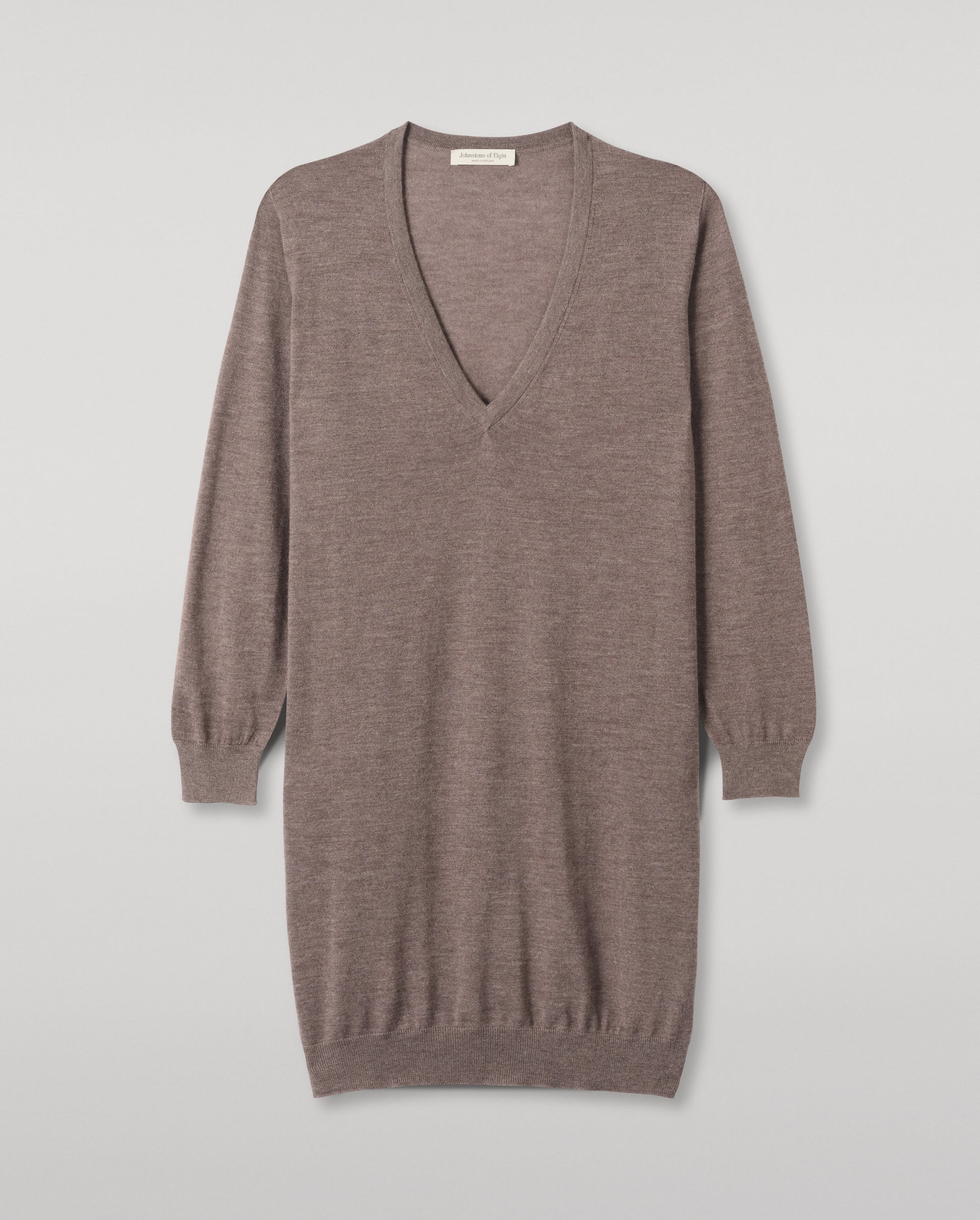 JOHNSTONS OF ELGIN WOMENS ELISE VEE SWEATER LIGHT BROWN 100% SUPERFINE CASHMERE KAI05715HB7092