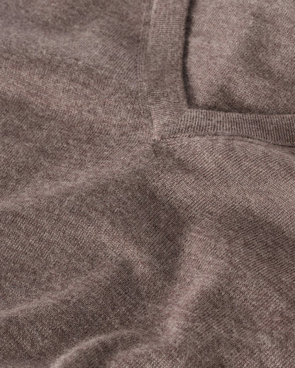 JOHNSTONS OF ELGIN WOMENS ELISE VEE SWEATER LIGHT BROWN 100% SUPERFINE CASHMERE KAI05715HB7092