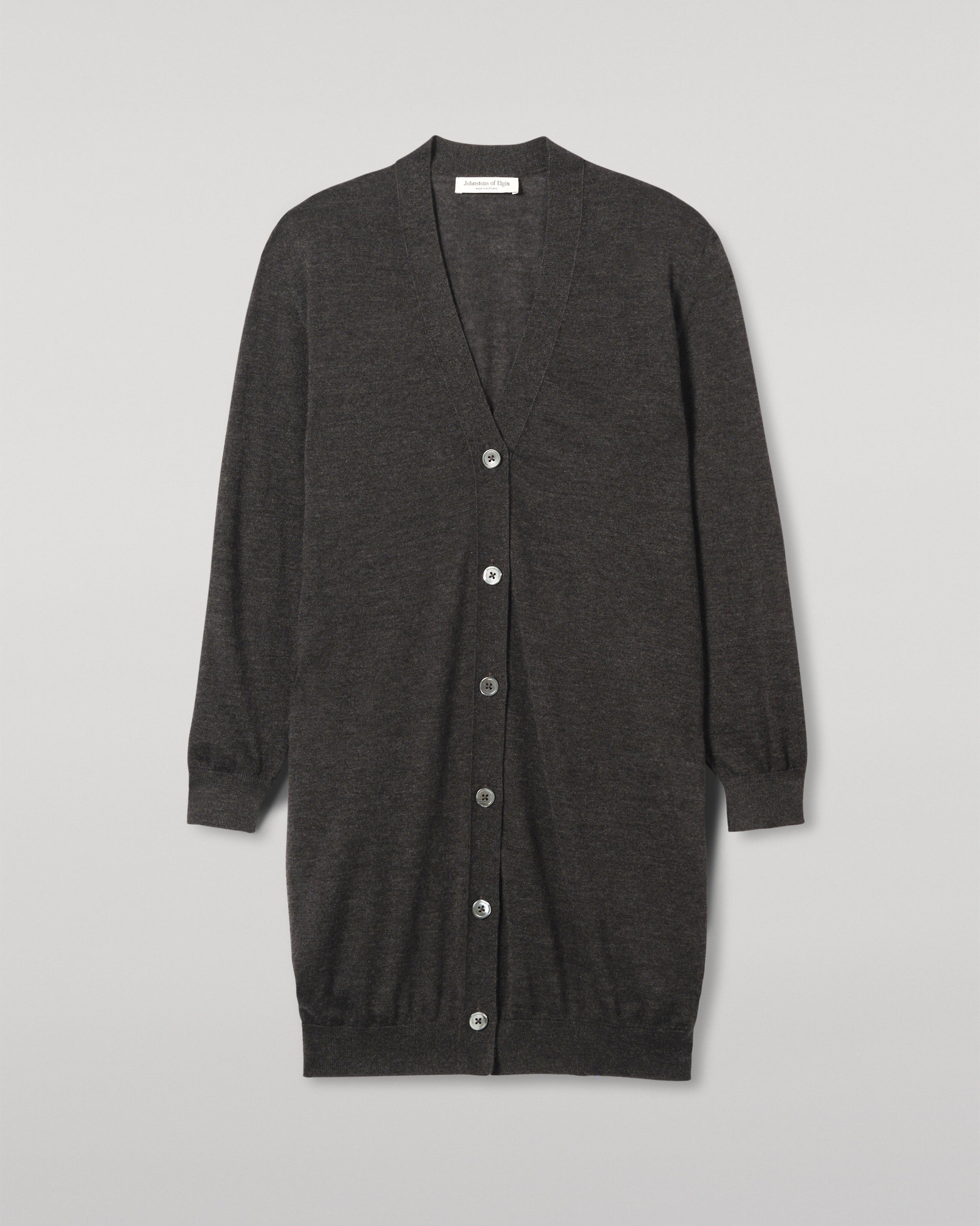 Elise Dark Grey Long Cashmere Cardigan | Luxury Women's Knitwear