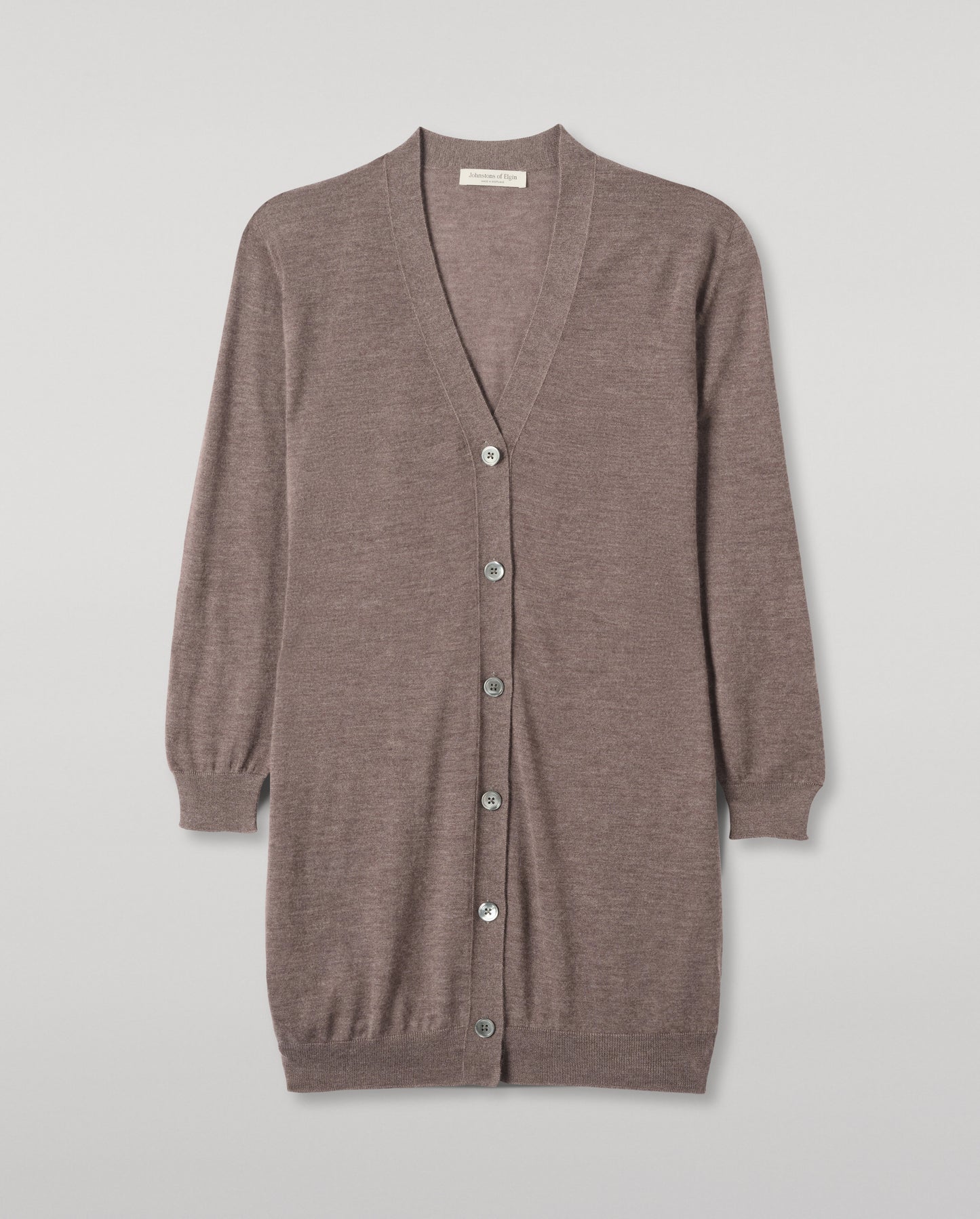 JOHNSTONS OF ELGIN WOMENS ELISE VEE CARDIGAN LIGHT BROWN 100% SUPERFINE CASHMERE KAI05716HB7092