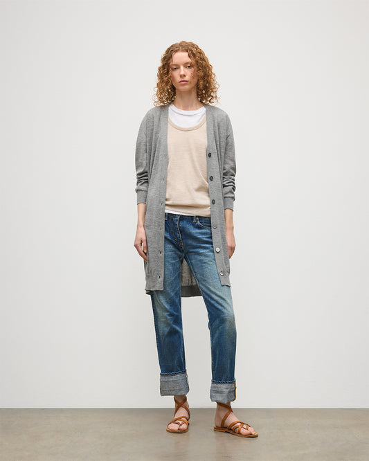 JOHNSTONS OF ELGIN WOMENS ELISE VEE CARDIGAN GREY 100% SUPERFINE CASHMERE KAI05716HA4253