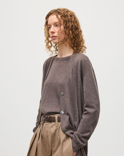 JOHNSTONS OF ELGIN WOMENS ELISE VEE CARDIGAN LIGHT BROWN 100% SUPERFINE CASHMERE KAI05716HB7092