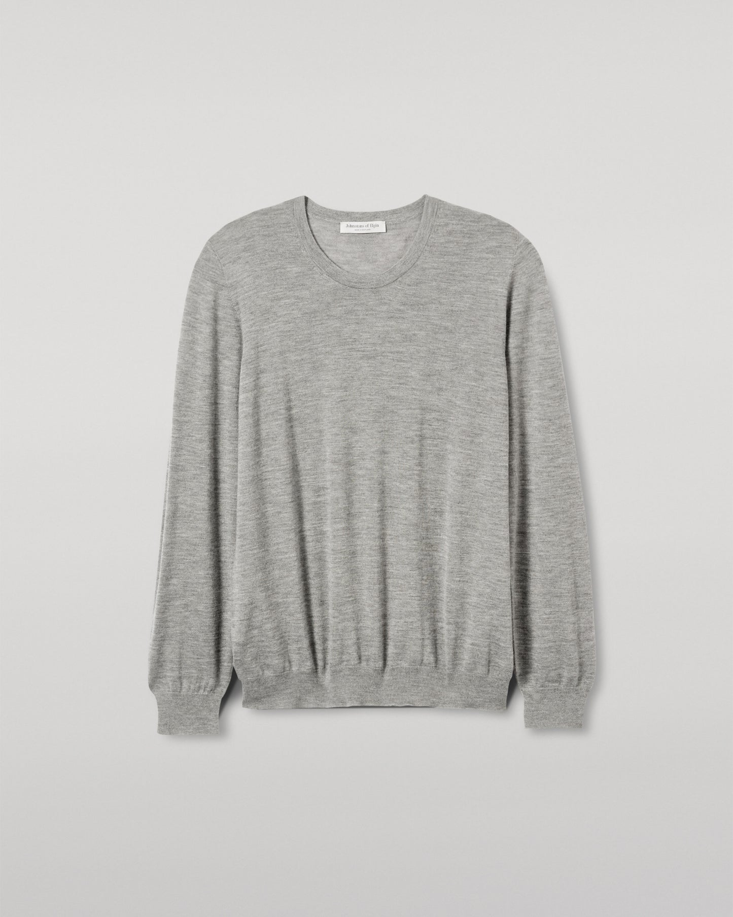 JOHNSTONS OF ELGIN MENS FIN SUPERFINE CREW GREY 100% SUPERFINE CASHMERE KAI05717HA4253