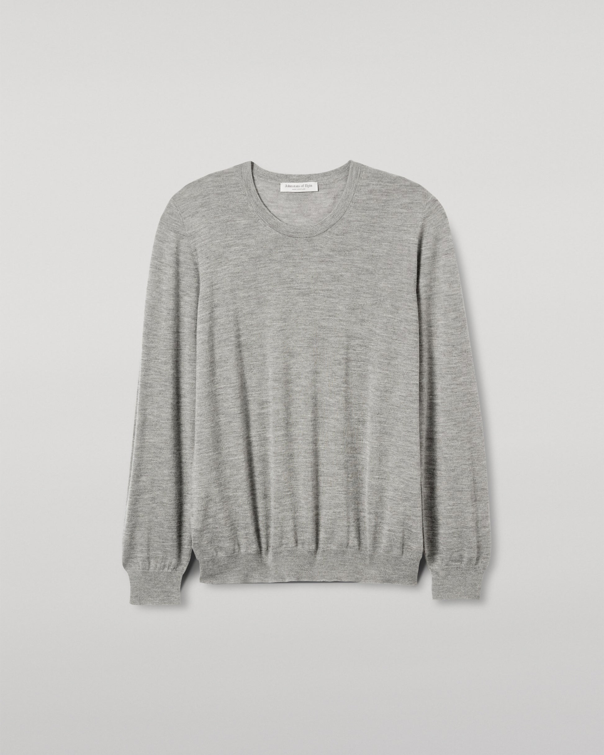 JOHNSTONS OF ELGIN MENS FIN SUPERFINE CREW GREY 100% SUPERFINE CASHMERE KAI05717HA4253