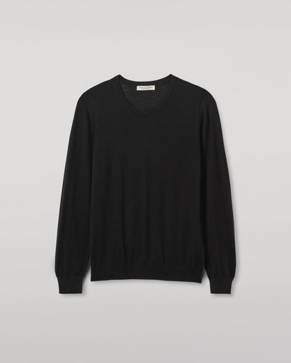 JOHNSTONS OF ELGIN MENS FIN SUPERFINE CREW BLACK 100% SUPERFINE CASHMERE KAI05717SA7146