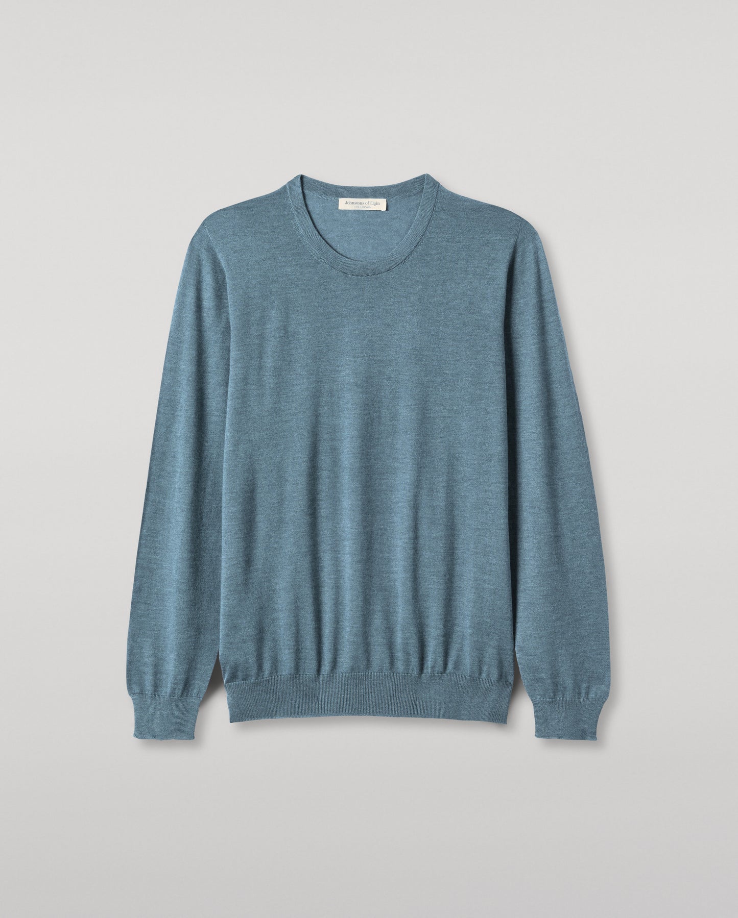 JOHNSTONS OF ELGIN MENS FIN SUPERFINE CREW GREEN 100% SUPERFINE CASHMERE KAI05717SD5242