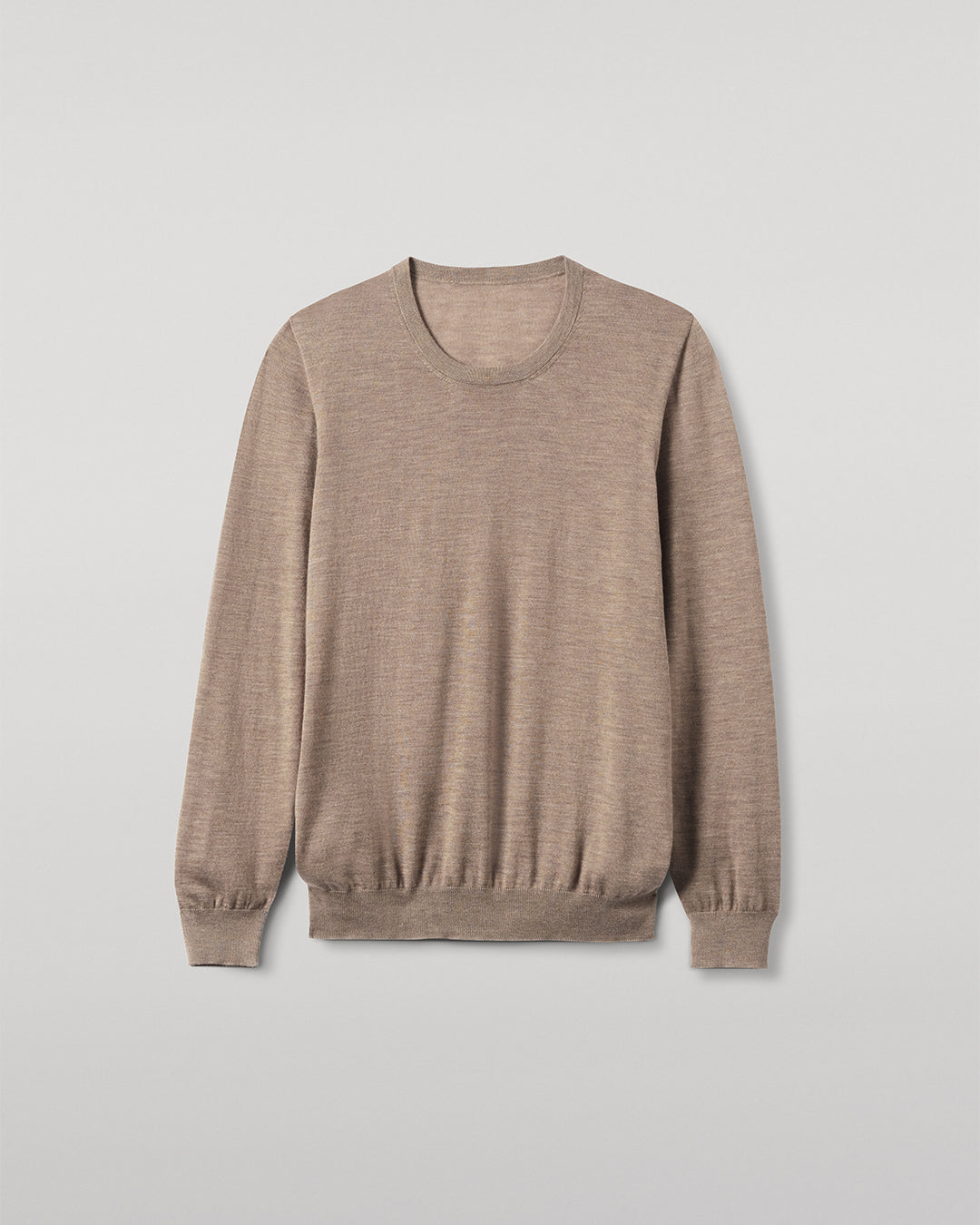 JOHNSTONS OF ELGIN MENS FIN SUPERFINE CREW LIGHT BROWN 100% SUPERFINE CASHMERE   KAI05717HB0273