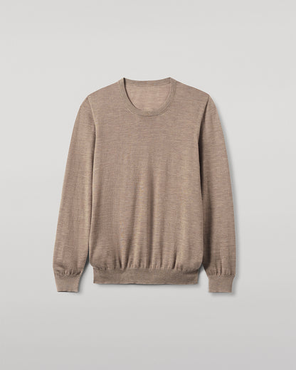 JOHNSTONS OF ELGIN MENS FIN SUPERFINE CREW LIGHT BROWN 100% SUPERFINE CASHMERE   KAI05717HB0273