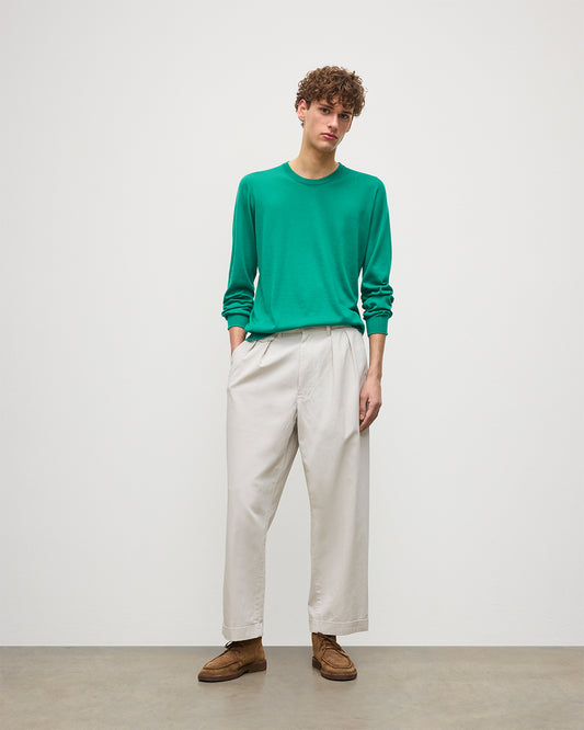 JOHNSTONS OF ELGIN MENS FIN SUPERFINE CREW GREEN 100% SUPERFINE CASHMERE KAI05717SC4714