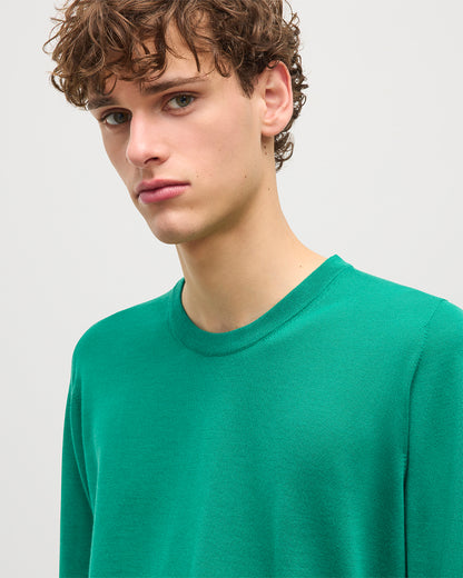 JOHNSTONS OF ELGIN MENS FIN SUPERFINE CREW GREEN 100% SUPERFINE CASHMERE KAI05717SC4714