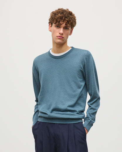 JOHNSTONS OF ELGIN MENS FIN SUPERFINE CREW GREEN 100% SUPERFINE CASHMERE KAI05717SD5242