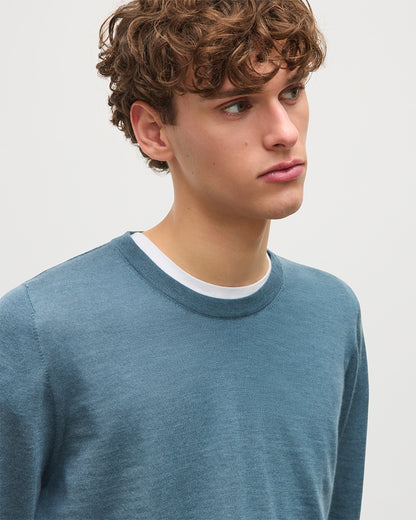 JOHNSTONS OF ELGIN MENS FIN SUPERFINE CREW GREEN 100% SUPERFINE CASHMERE KAI05717SD5242