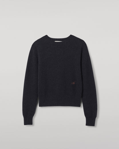 WOMENS CAIRN CREW SWEATER BLUE 100% DONEGAL CASHMERE KAI05719HD7348