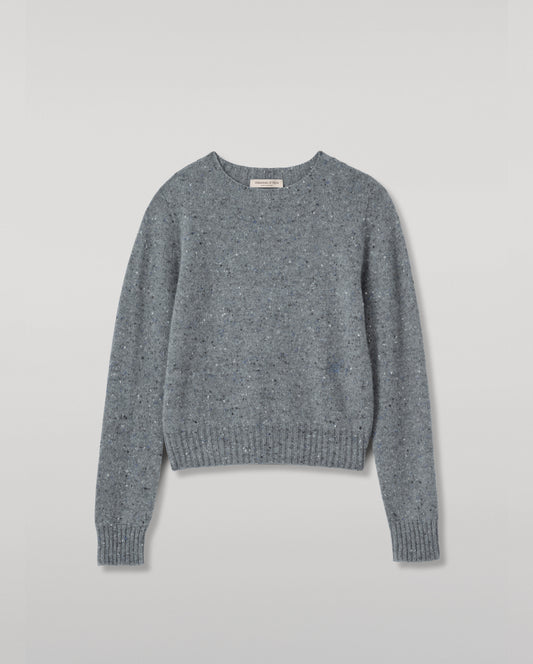 JOHNSTONS OF ELGIN CAIRN CREW SWEATER DONEGAL CASHMERE ROUND NECK SWEATER GREY 100% CASHMERE KAI05719HA4270