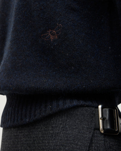 JOHNSTONS OF ELGIN WOMENS CAIRN CREW SWEATER BLUE 100% DONEGAL CASHMERE KAI05719HD7348