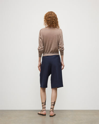 JOHNSTONS OF ELGIN WOMENS ELLA SCOOP SWEATER LIGHT BROWN 100% SUPERFINE CASHMERE KAI05723HB0273