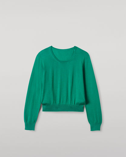 JOHNSTONS OF ELGIN WOMENS ELLA SCOOP SWEATER GREEN 100% SUPERFINE CASHMERE KAI05723SC4714