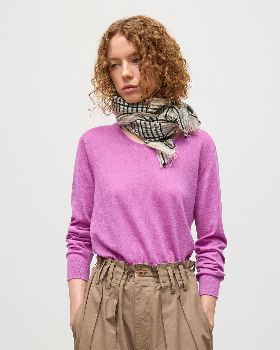 JOHNSTONS OF ELGIN WOMENS ELLA SCOOP SWEATER PINK 100% SUPERFINE CASHMERE KAI05723SE5321