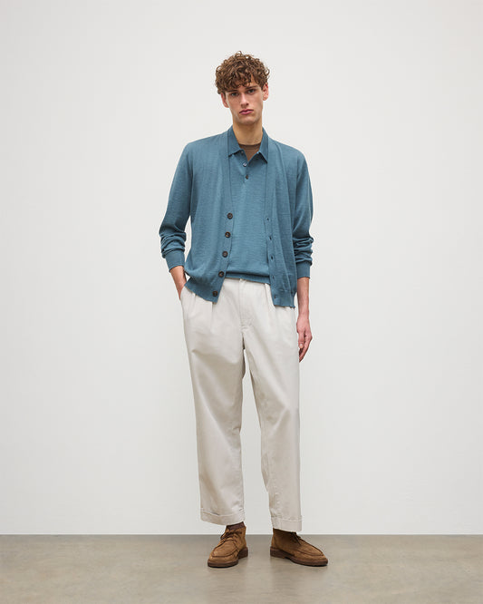 JOHNSTONS OF ELGIN MENS FORSYTH SUPERFINE VEE NECK CARDIGAN GREEN 100% SUPERFINE CASHMERE KAI05740SD5242