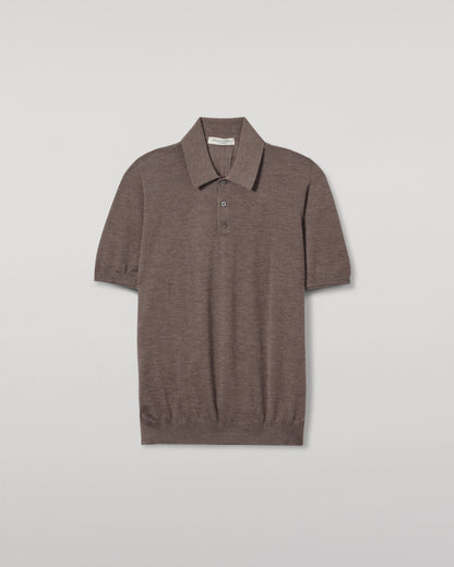 JOHNSTONS OF ELGIN MENS FIN SHORT SLEEVE SUPERFINE POLOSHIRT LIGHT BROWN KAI05741HB7092