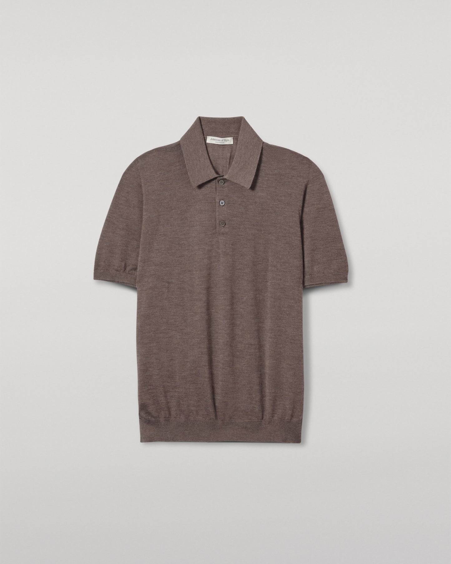 JOHNSTONS OF ELGIN MENS FIN SHORT SLEEVE SUPERFINE POLOSHIRT LIGHT BROWN KAI05741HB7092