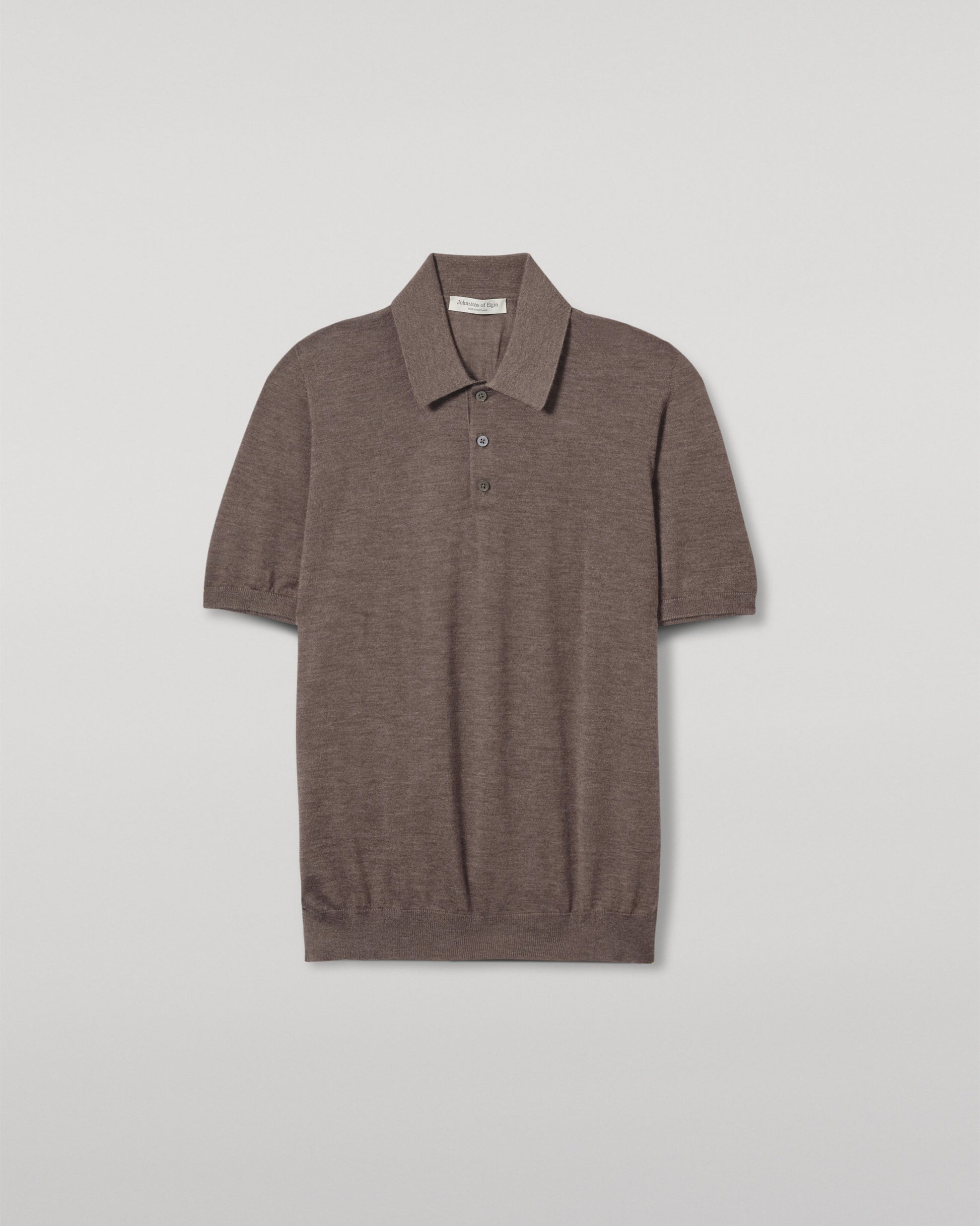 JOHNSTONS OF ELGIN MENS FIN SHORT SLEEVE SUPERFINE POLOSHIRT LIGHT BROWN KAI05741HB7092