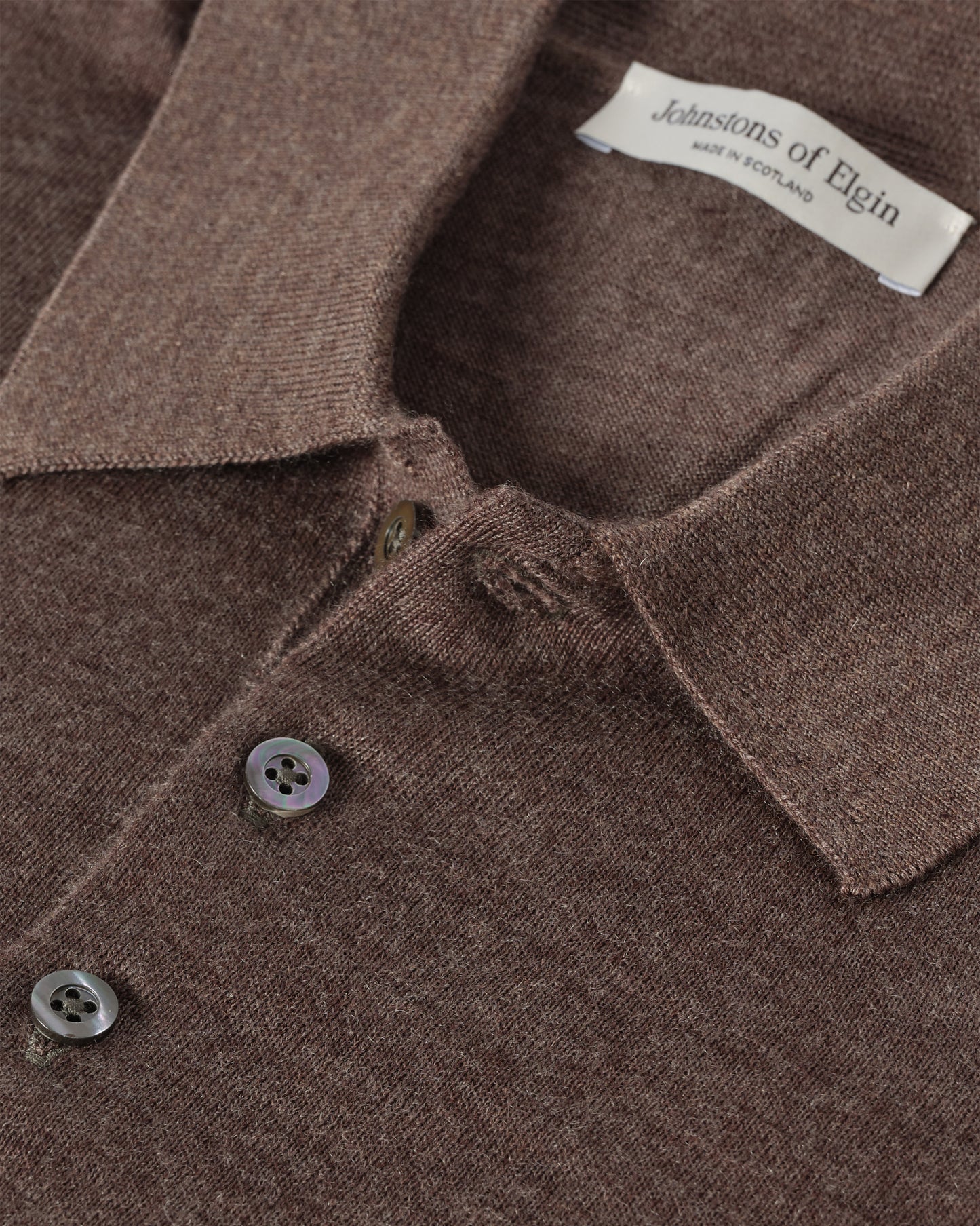 JOHNSTONS OF ELGIN MENS FIN SHORT SLEEVE SUPERFINE POLOSHIRT LIGHT BROWN KAI05741HB7092