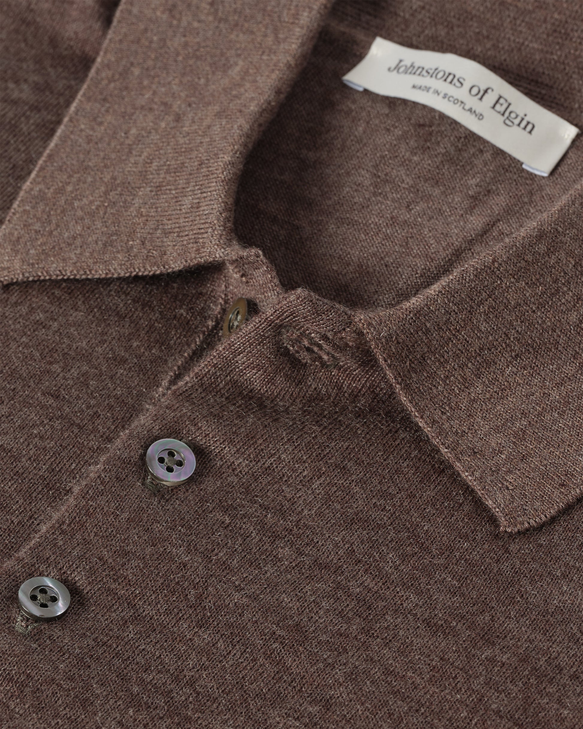 JOHNSTONS OF ELGIN MENS FIN SHORT SLEEVE SUPERFINE POLOSHIRT LIGHT BROWN KAI05741HB7092