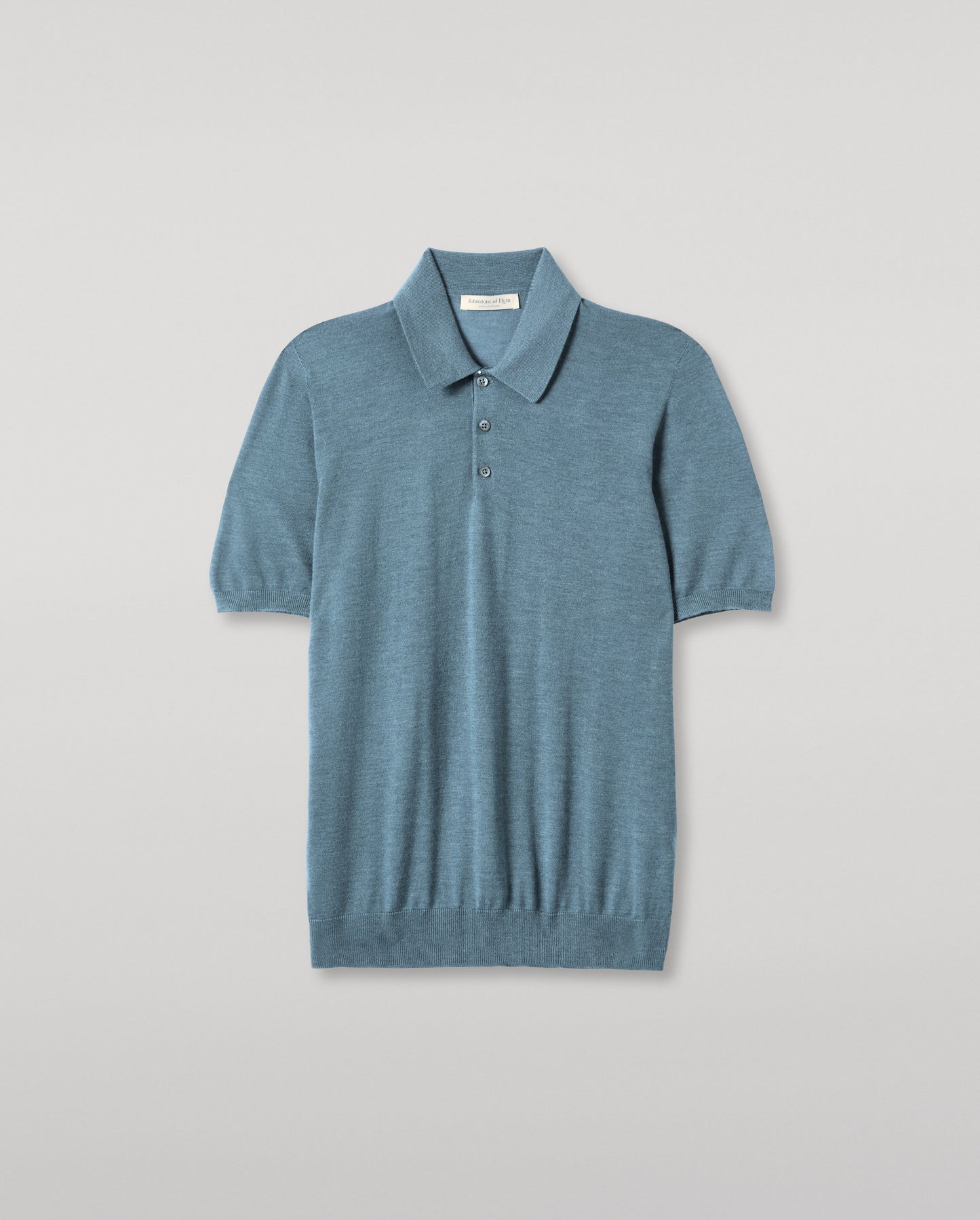 JOHNSTONS OF ELGIN MENS FIN SHORT SLEEVE SUPERFINE POLOSHIRT GREEN 100% SUPERFINE CASHMERE KAI05741SD5242