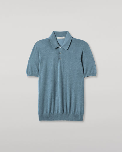 JOHNSTONS OF ELGIN MENS FIN SHORT SLEEVE SUPERFINE POLOSHIRT GREEN 100% SUPERFINE CASHMERE KAI05741SD5242