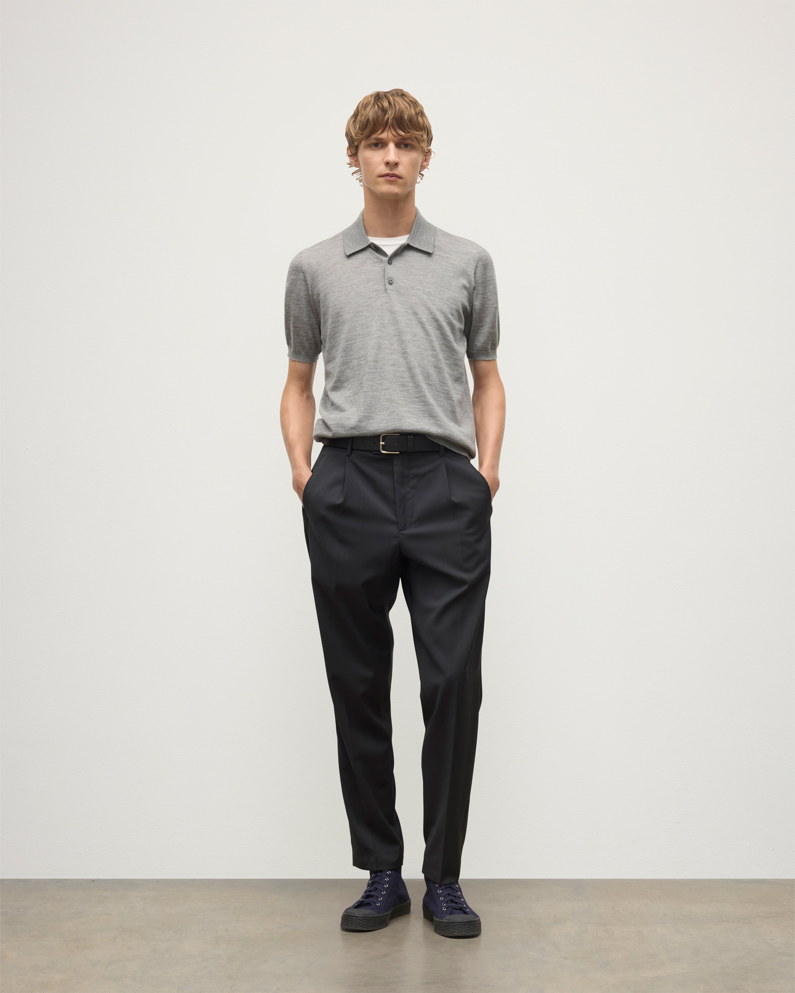 Fin Grey Cashmere Polo Shirt | Scottish Luxury Cashmere & Wool ...