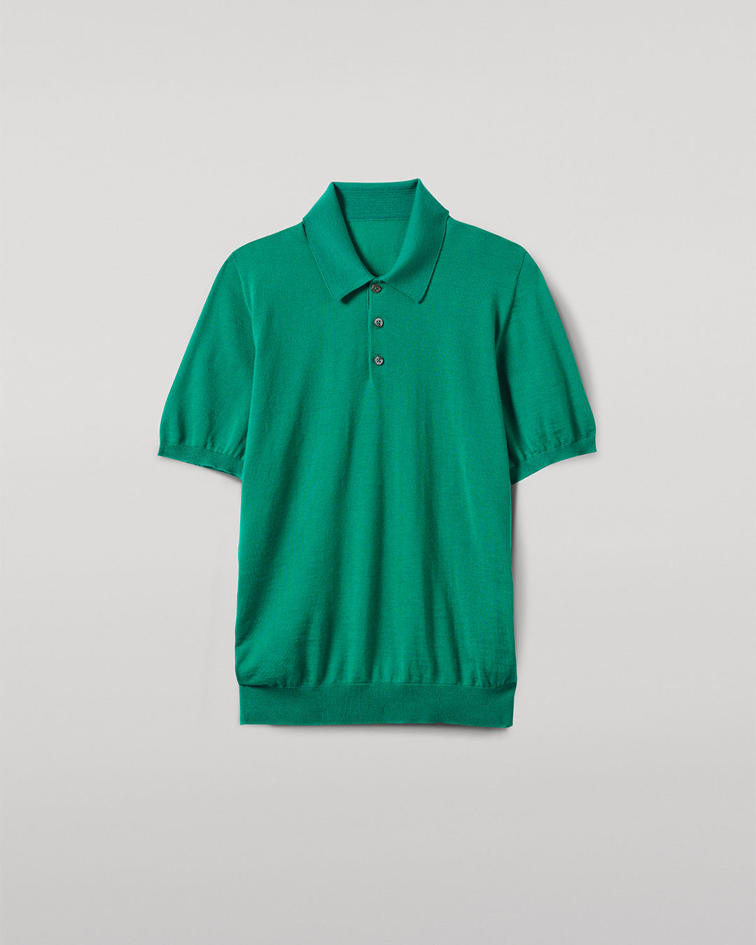 JOHNSTONS OF ELGIN MENS FIN SHORT SLEEVE SUPERFINE POLOSHIRT GREEN 100% SUPERFINE CASHMERE KAI05741SC4714