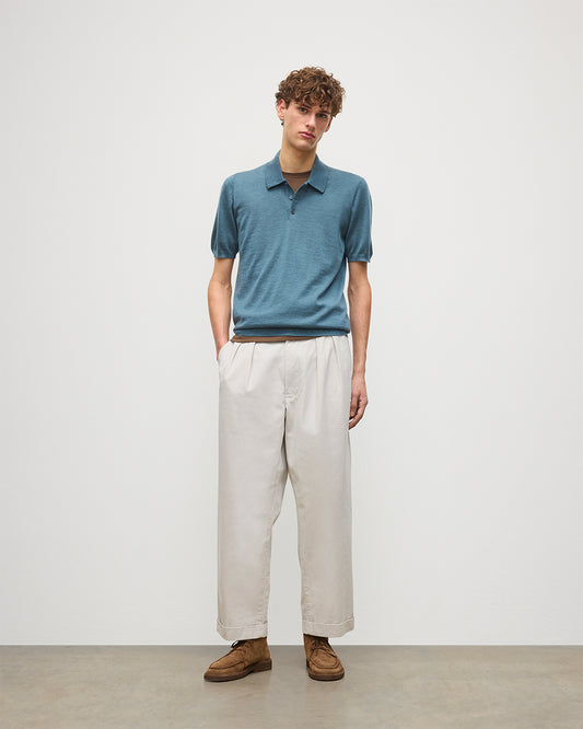 JOHNSTONS OF ELGIN MENS FIN SHORT SLEEVE SUPERFINE POLOSHIRT GREEN 100% SUPERFINE CASHMERE KAI05741SD5242