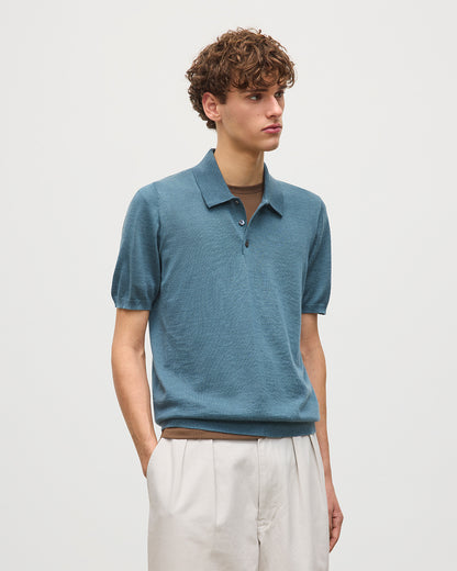 JOHNSTONS OF ELGIN MENS FIN SHORT SLEEVE SUPERFINE POLOSHIRT GREEN 100% SUPERFINE CASHMERE KAI05741SD5242