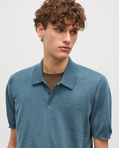 JOHNSTONS OF ELGIN MENS FIN SHORT SLEEVE SUPERFINE POLOSHIRT GREEN 100% SUPERFINE CASHMERE KAI05741SD5242