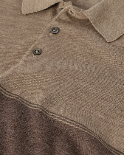 JOHNSTONS OF ELGIN MENS MACK SHORT SLEEVE SUPERFINE POLOSHIRT LIGHT BROWN 100% SUPERFINE CASHMERE KAI05745Q25929