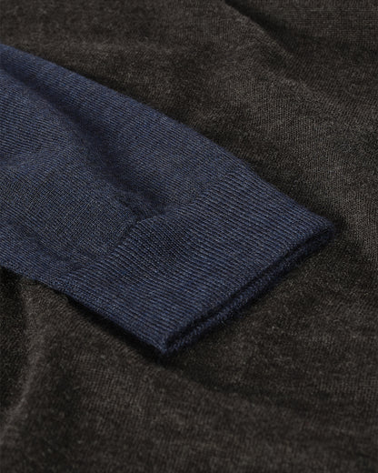 JOHNSTONS OF ELGIN MENS LEITH RINGER SUPERFINE SWEATER GREY & NAVY 100% SUPERFINE CASHMERE KAI05746Q25931