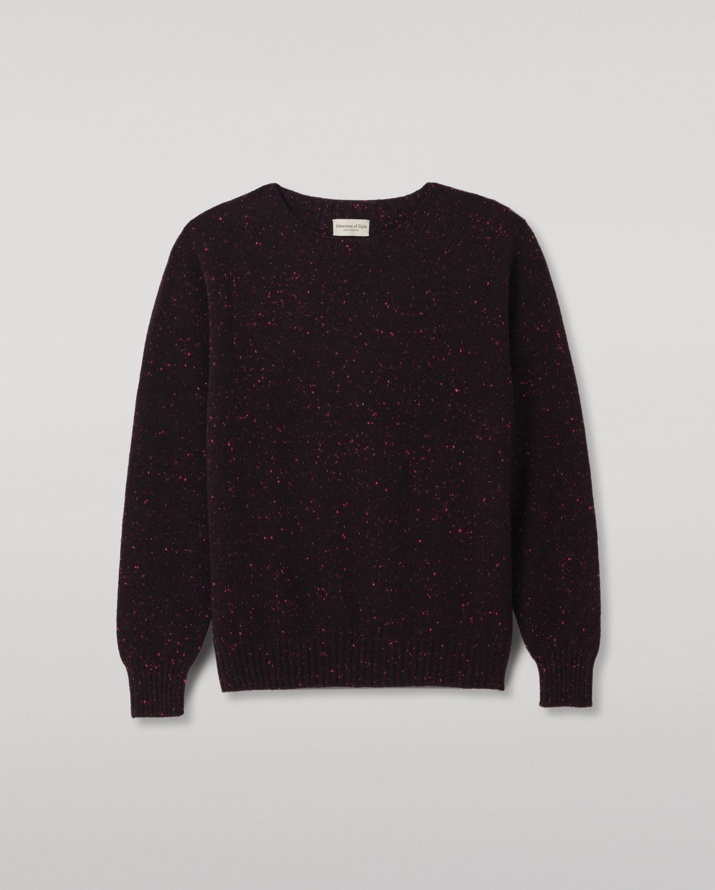 JOHNSTONS OF ELGIN TIREE CREW SWEATER DONEGAL CASHMERE CREW SWEATER DARK PURPLE 100% CASHMERE KAI05755HD7360