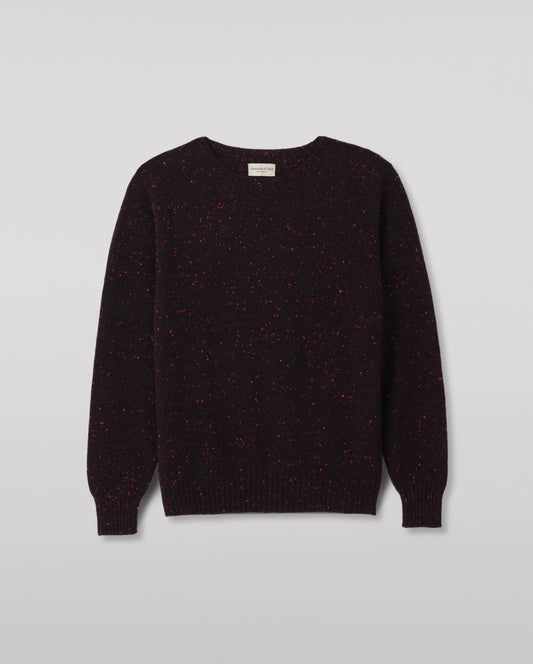 JOHNSTONS OF ELGIN TIREE CREW SWEATER DONEGAL CASHMERE CREW SWEATER DARK PURPLE 100% CASHMERE KAI05755HD7360