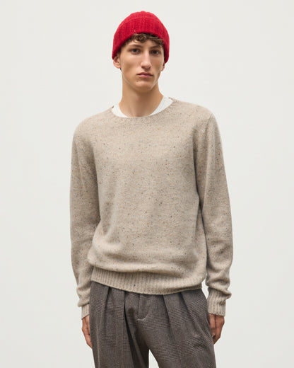 JOHNSTONS OF ELGIN TIREE CREW SWEATER DONEGAL CASHMERE CREW SWEATER CREAM 100% CASHMERE KAI05755HA0397