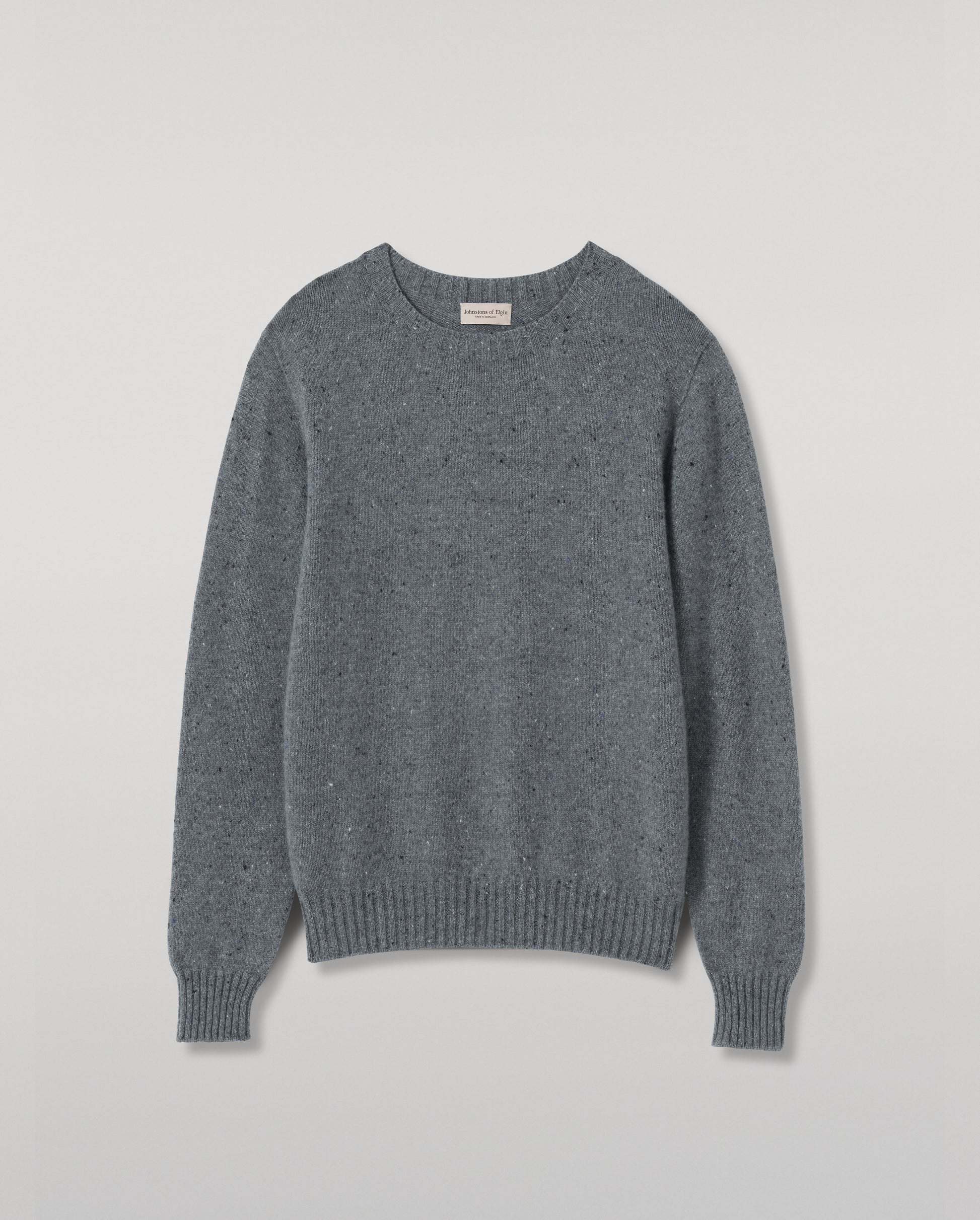 JOHNSTONS OF ELGIN TIREE CREW SWEATER DONEGAL CASHMERE CREW SWEATER GREY 100% CASHMERE KAI05755HA4270