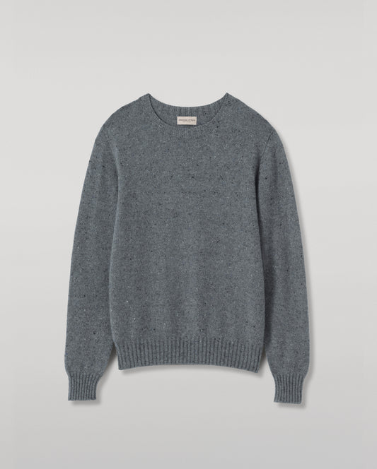 JOHNSTONS OF ELGIN TIREE CREW SWEATER DONEGAL CASHMERE CREW SWEATER GREY 100% CASHMERE KAI05755HA4270