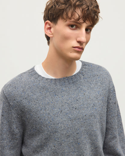 JOHNSTONS OF ELGIN TIREE CREW SWEATER DONEGAL CASHMERE CREW SWEATER GREY 100% CASHMERE KAI05755HA4270