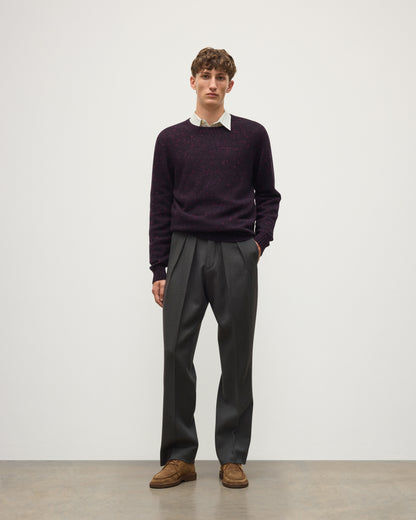 JOHNSTONS OF ELGIN TIREE CREW SWEATER DONEGAL CASHMERE CREW SWEATER DARK PURPLE 100% CASHMERE KAI05755HD7360