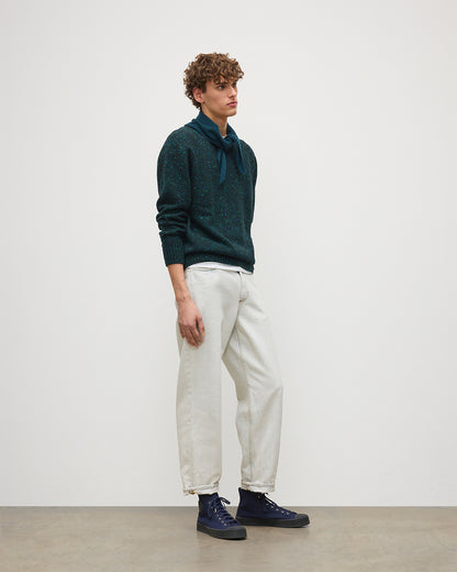 JOHNSTONS OF ELGIN MENS TIREE CREW SWEATER GREEN 100% DONEGAL CASHMERE KAI05755HC7149