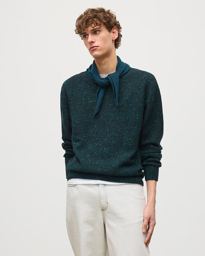 JOHNSTONS OF ELGIN MENS TIREE CREW SWEATER GREEN 100% DONEGAL CASHMERE KAI05755HC7149